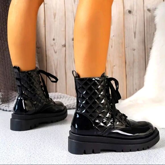 Women's quilted combat boot sz 10.5 - Picture 14 of 14